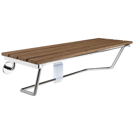 Shower Seat, Two Person Teak Wood Chrome Trim