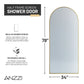 Ember Series 34 in. x 78 in Framed Arch Fixed Shower Screen Door with 8mm Tempered Clear or Fluted Glass