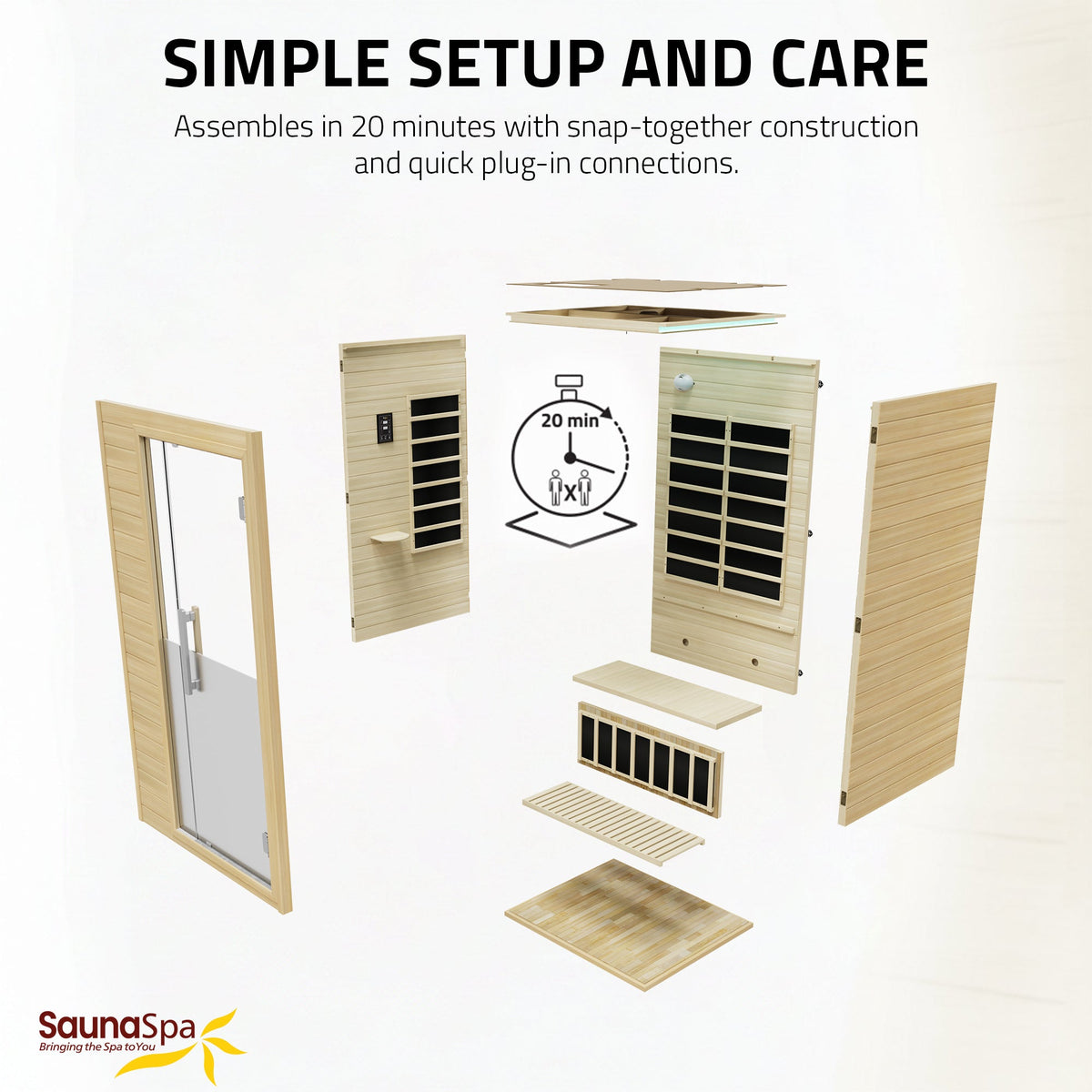 Infrared Sauna, 2 Person Cabin Canadian Glass Door