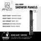 Shower Panel, Melody Jetted Full Body Black Deco-Glass