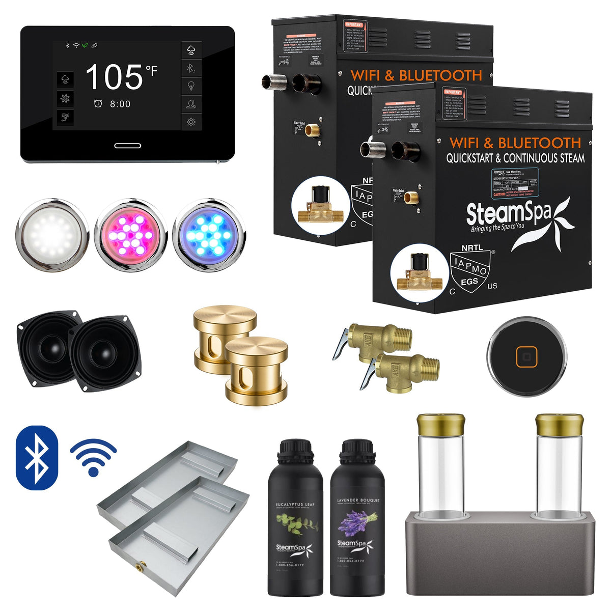 Steam Shower Generator, Full Package, Black Deluxe Series