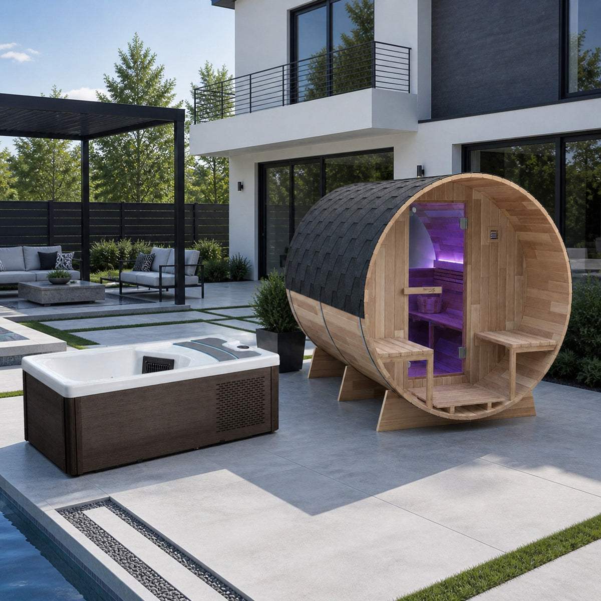 Outdoor Sauna, 4 Person Electric Rock 3