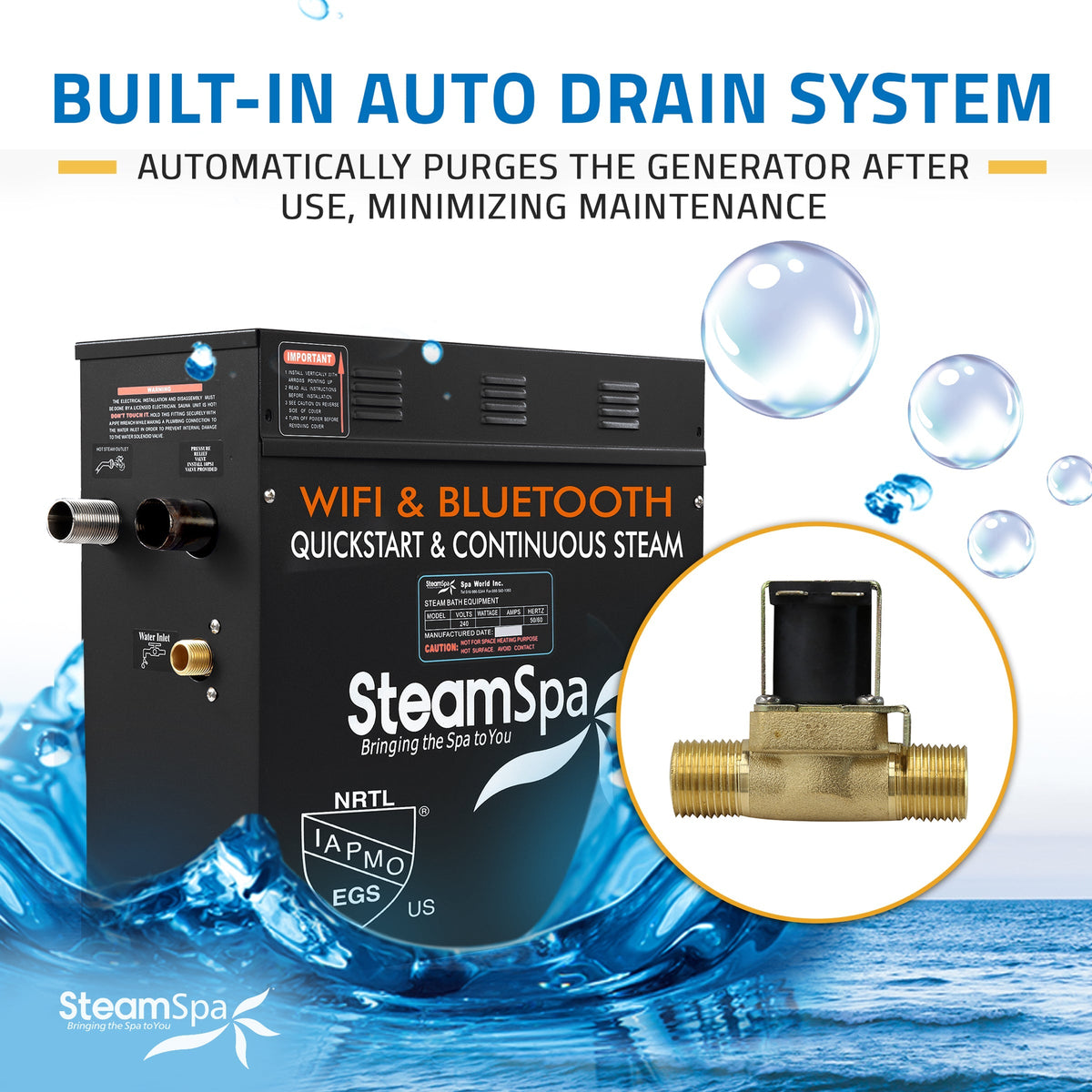 Steam Shower Generator, Full Package, Black Wireless Series