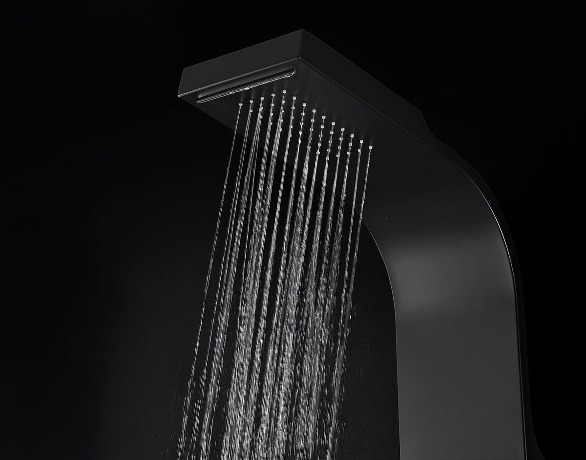 Shower Panel, LEVEL Jetted Full Body Wand Black