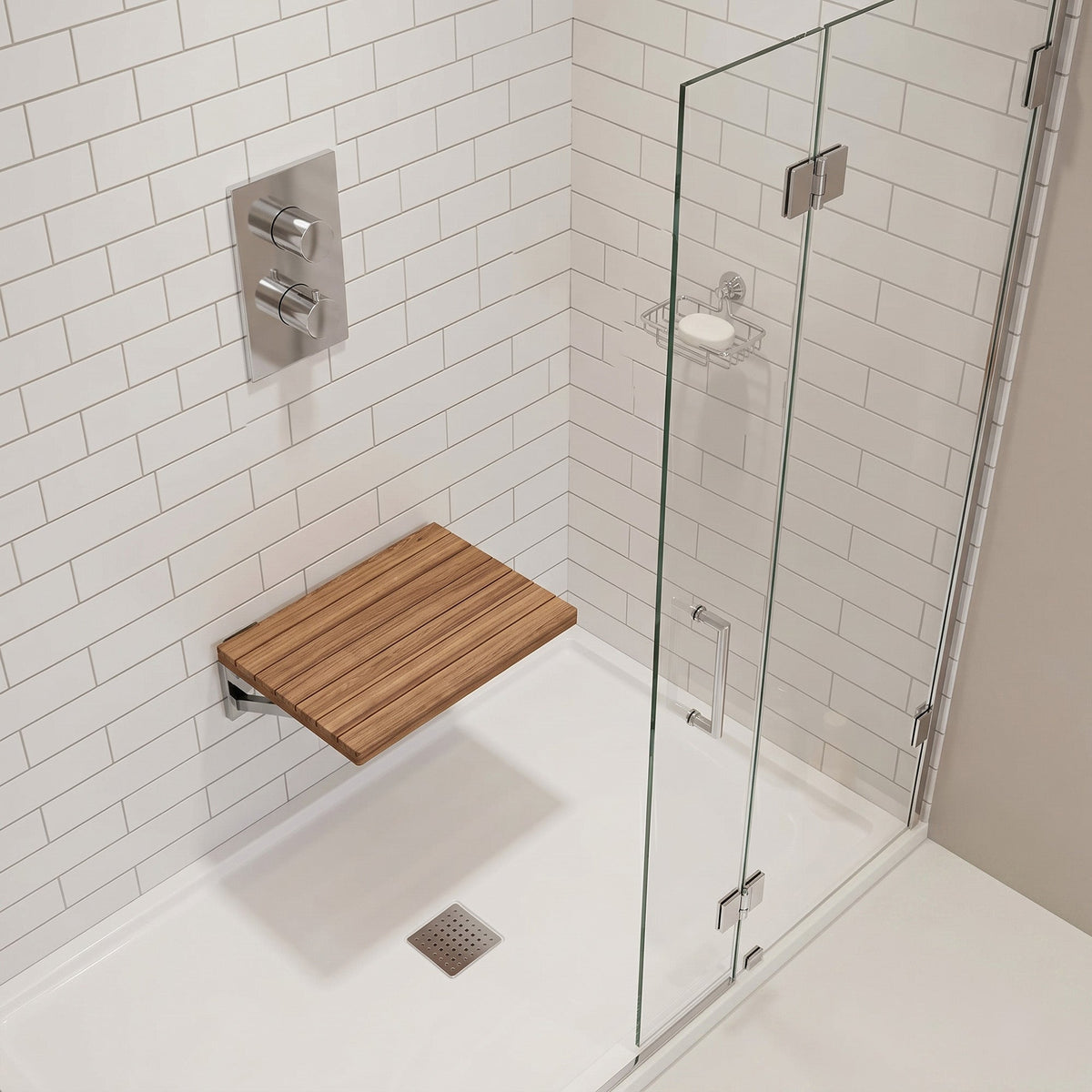 Shower Seat, Goreme Teak Mounted in. Wall