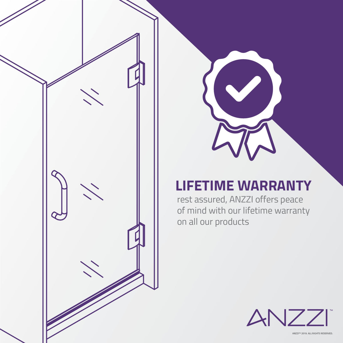 Castle Series 49 in. x 72 in. H Pivot Semi-Frameless Shower Door with Tsunami Guard Tempered Glass