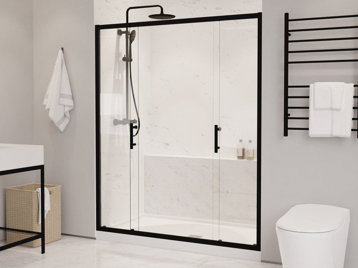 Romance Series 59 to 60 in. x 70 in. Sliding Framed Shower Door with Tsunami Guard Tempered Clear Glass