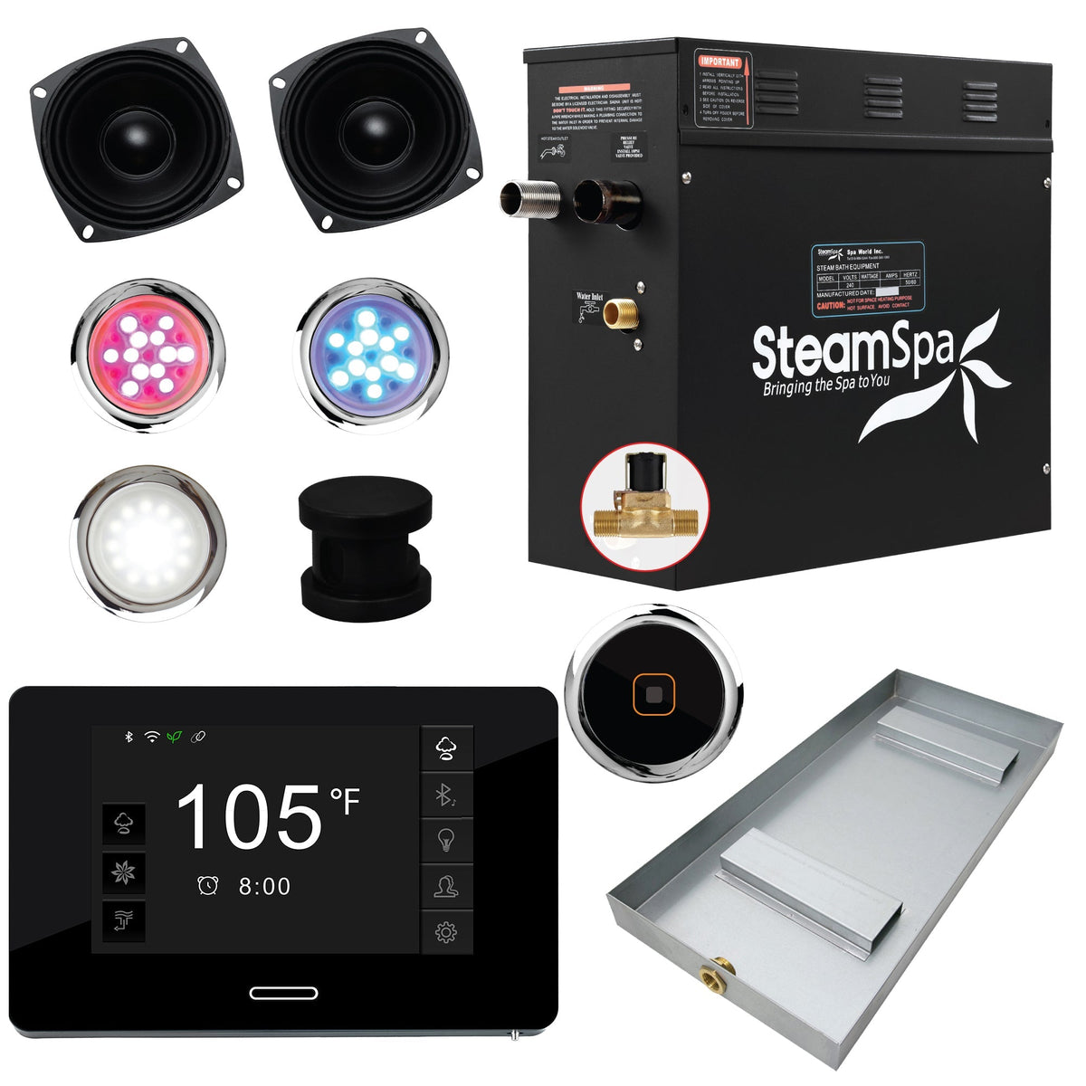 Steam Shower Generator, Full Package, Black