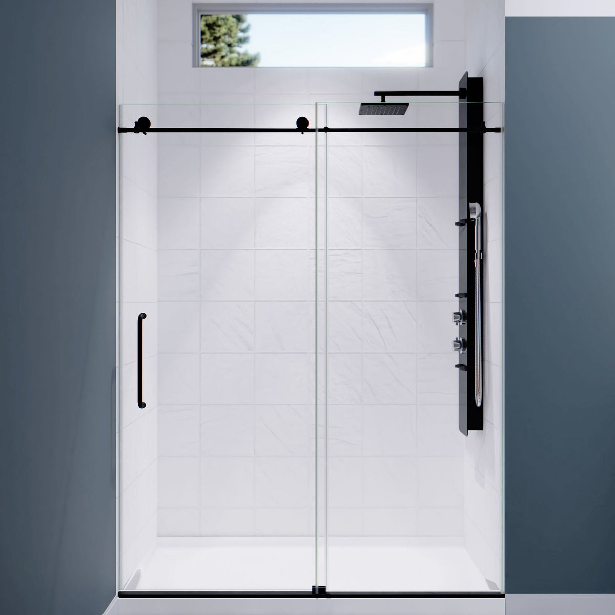 54 x 76 Frameless Shower Door, Madam Sliding Tempered Clear