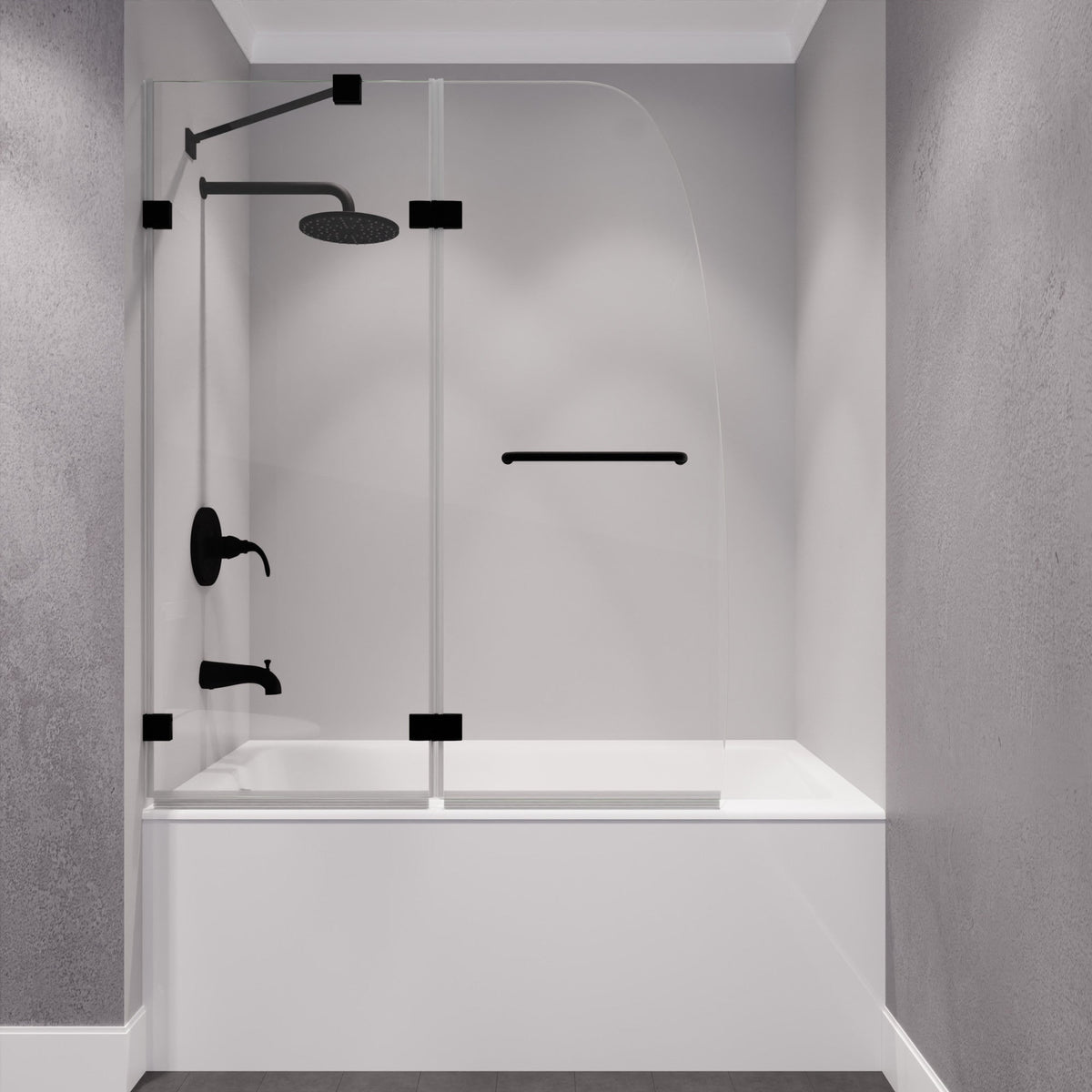 48 x 58 Tub Shower Door, Herald Frameless Hinged Clear