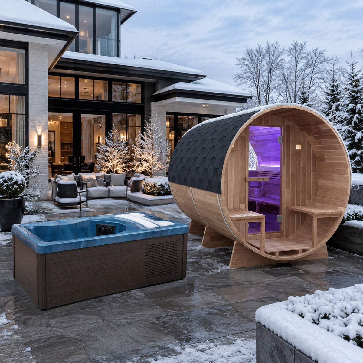 Outdoor Sauna, 4 Person Electric Rock Chiller