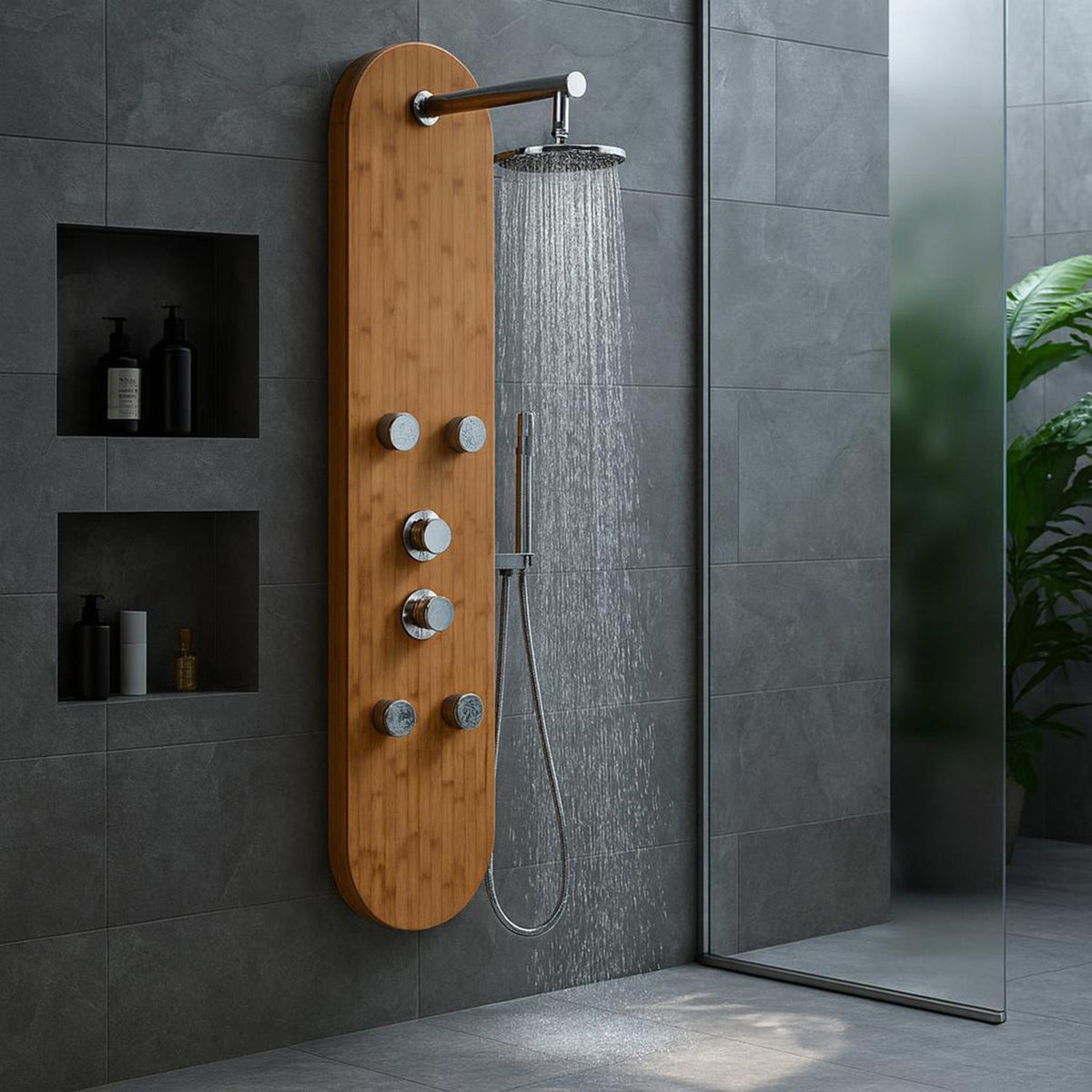Shower Panel, Crane Full Body Heavy Natural Bamboo