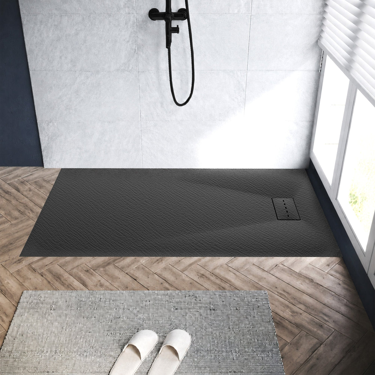 59 x 32 Shower Base, Pan Only, Barrier Free Curbless Black