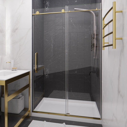 48 x 76 Frameless Shower Door, Madam Sliding Tsunami Guard