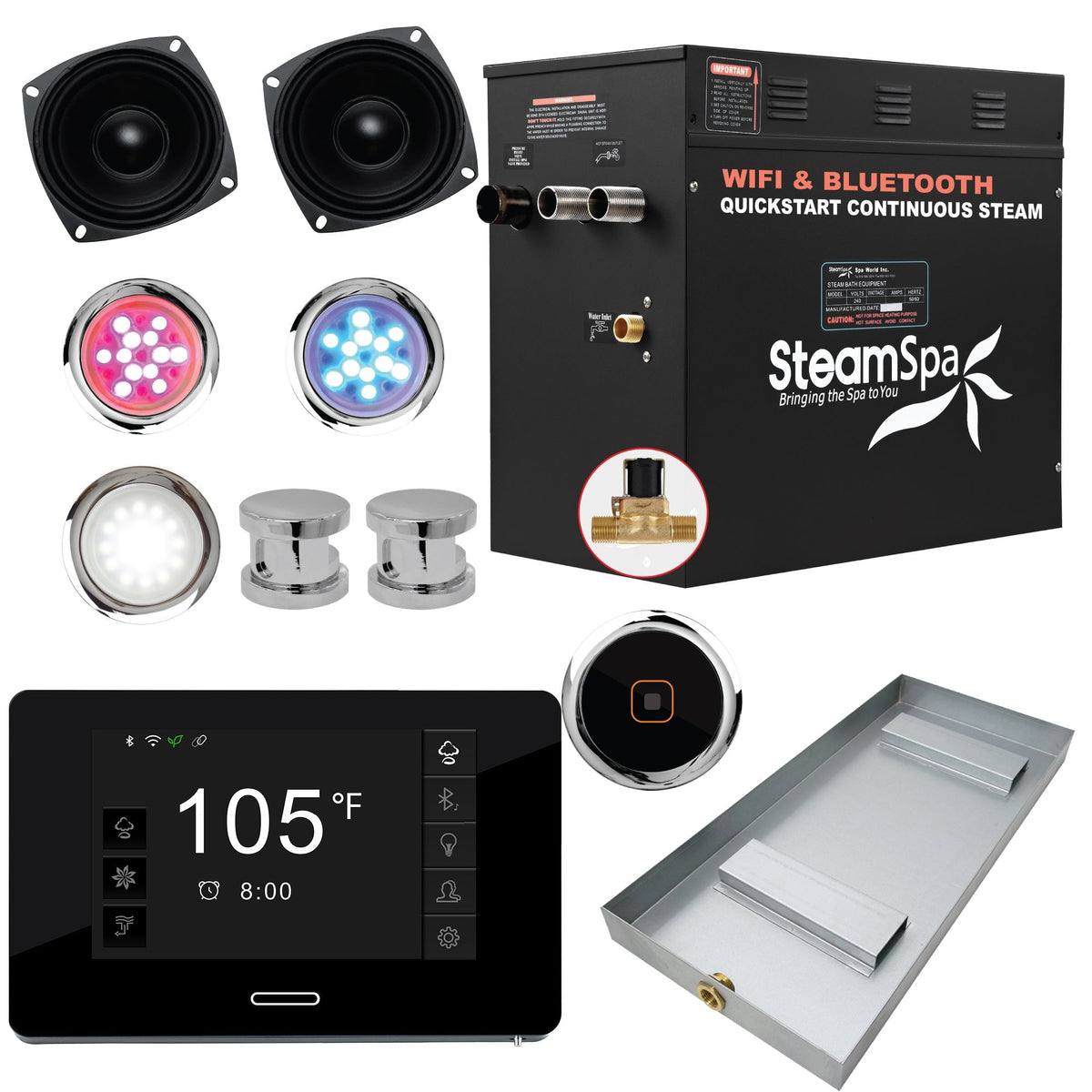 Steam Shower Generator, Full Package, Black