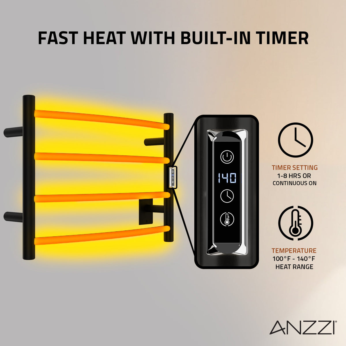 Towel Warmer, ANZZI Glow Bar Compact