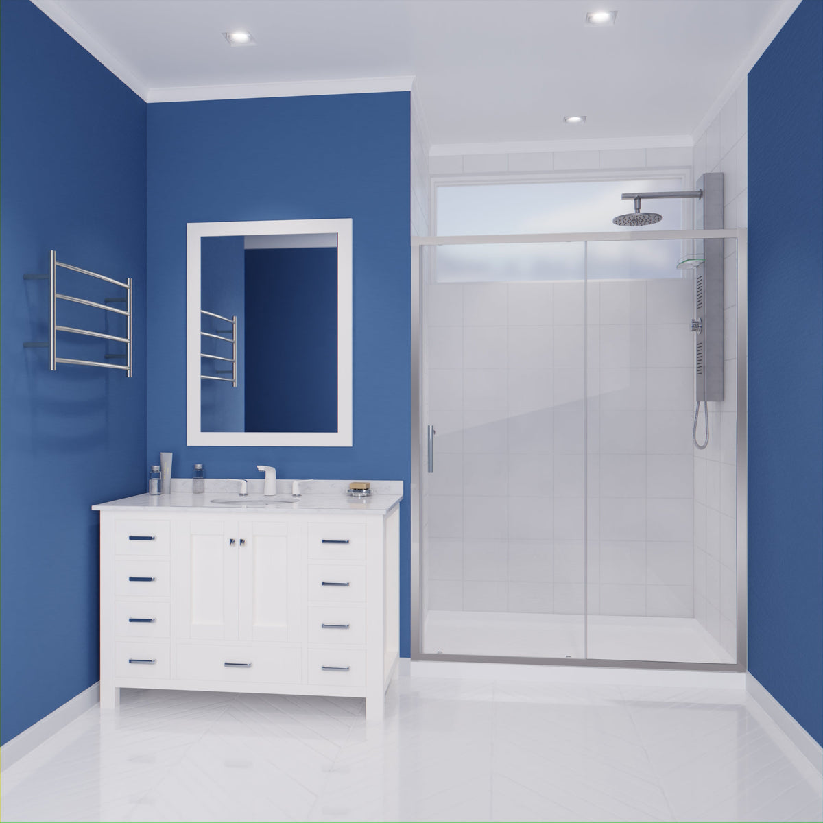 Halberd Series 59 to 60 in. x 72 in. Sliding Framed Shower Door with Tsunami Guard Tempered Glass