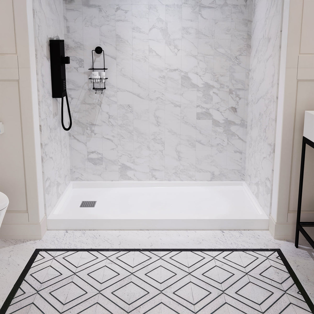ANZZI Alexander 60" x 30" Alcove Shower Pan, Compression Molded ANR Material (3X Impact Resistant), Low Threshold, Stain