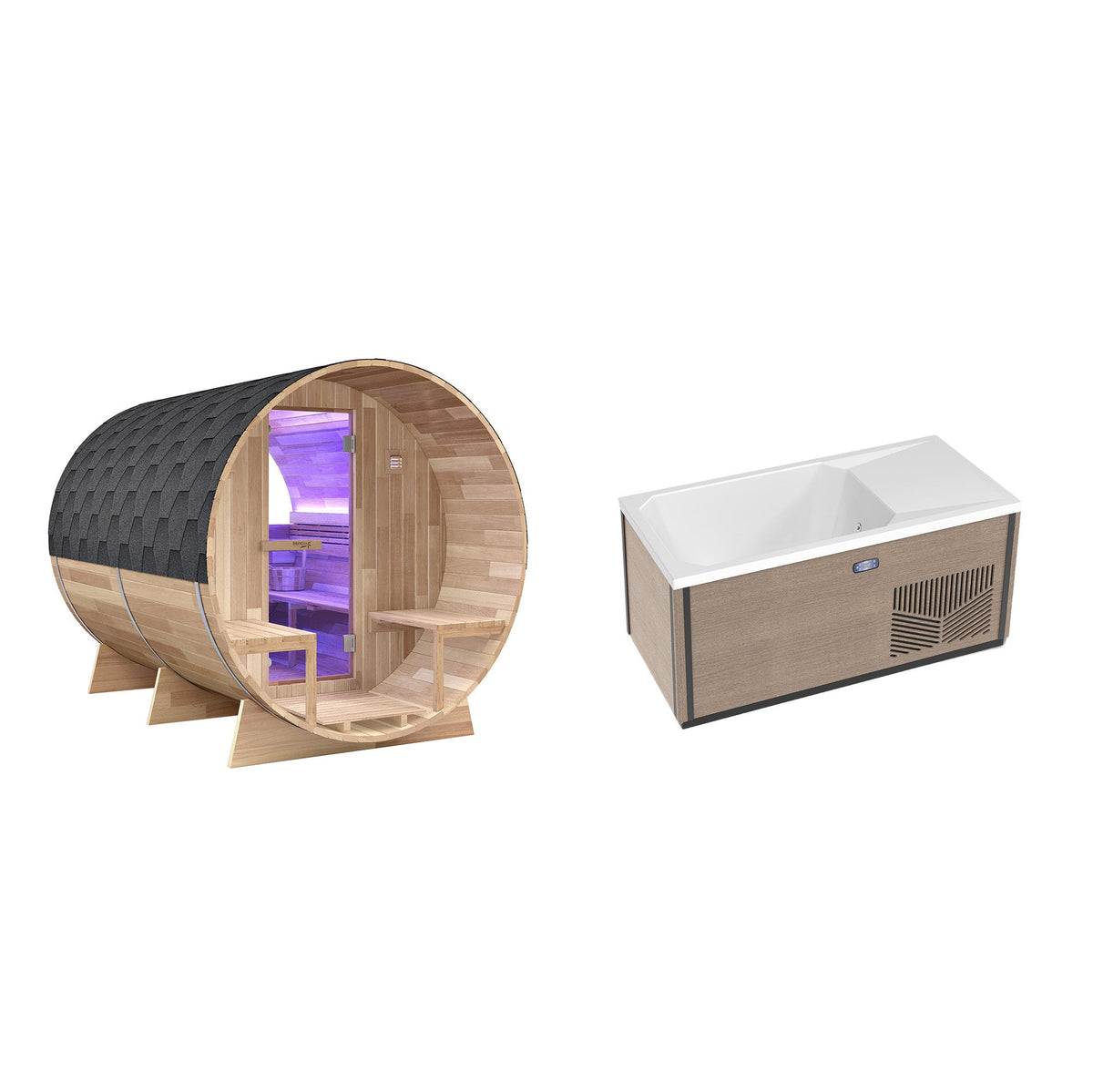 Outdoor Sauna, 4 Person Electric Rock 1-Hp Chiller