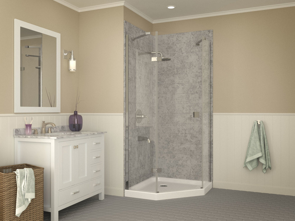 Randi Base Series 36 in. L x 36 in. W Corner Shower Shower Pan Base with Center Drain in Glossy White Marine Acrylic
