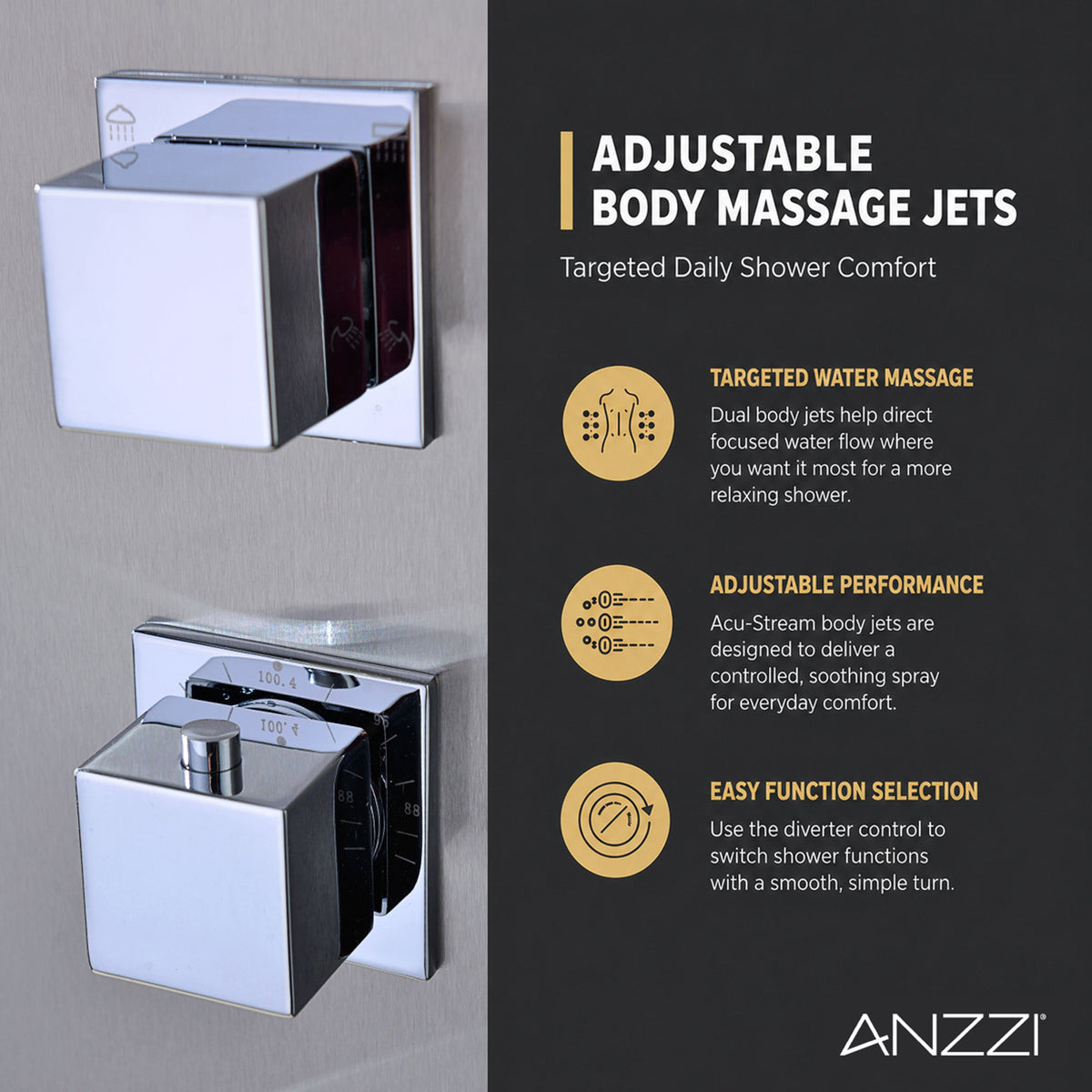 Niagara 64 in. 2-Jetted Full Body Shower Panel with Heavy Rain Shower and Spray Wand in Brushed Stainless Steel