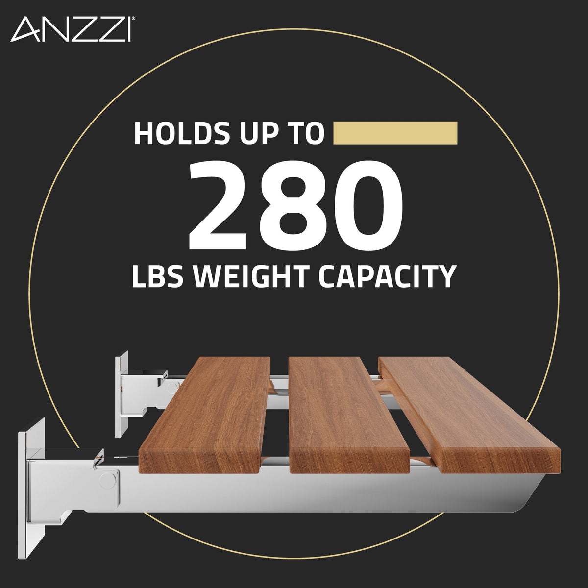 18.7 x 12.6 Shower Seat, ANZZI Bohemian Folding Teak