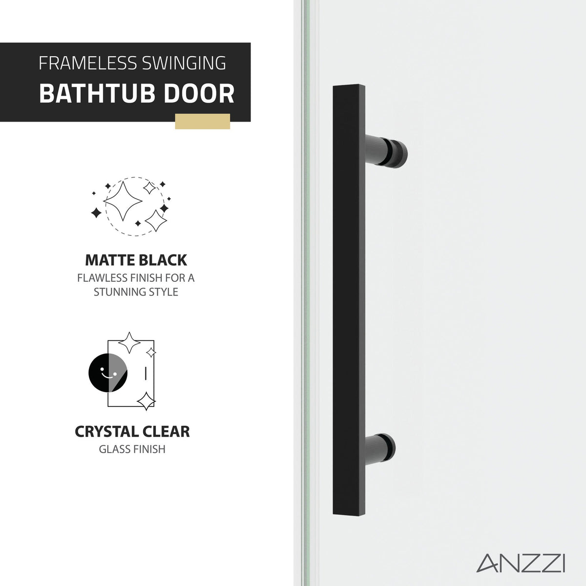 60 x 76 Semi-Frameless Shower Door, Longboat Sliding Tsunami Guard Tempered Glass