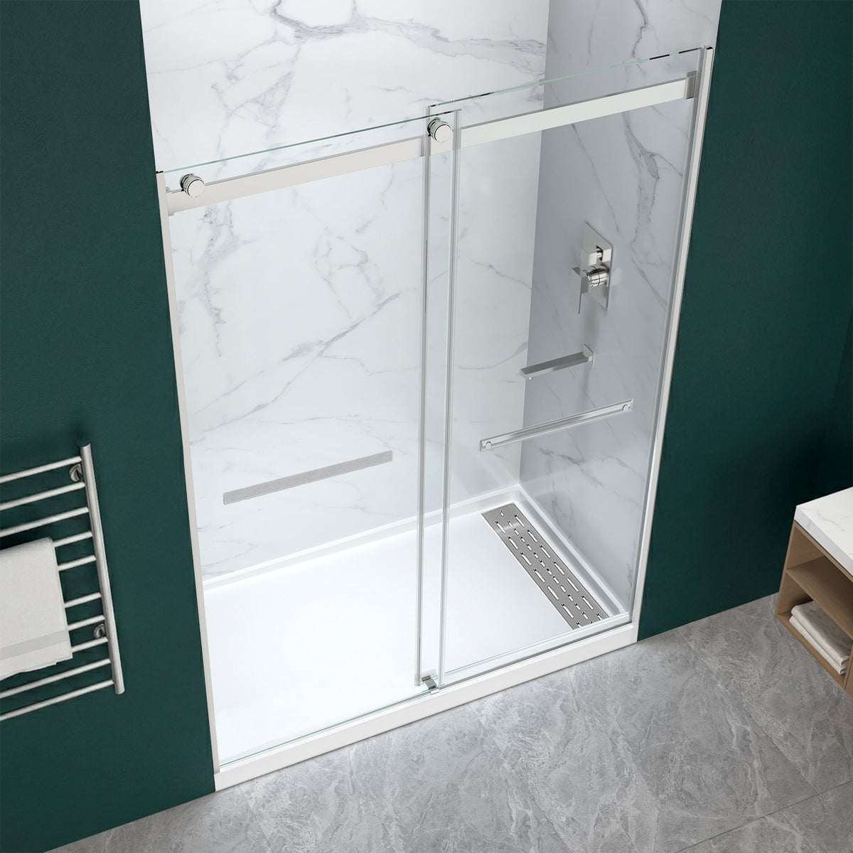 60 x 36 Frameless Shower Door, Pan Only, Kahn Extra Deep ANR