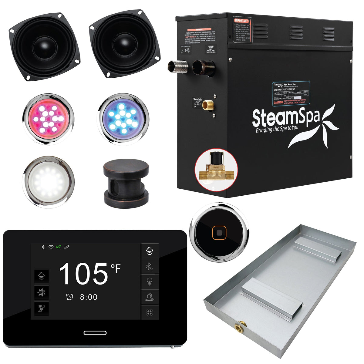 Steam Shower Generator, Full Package, Black