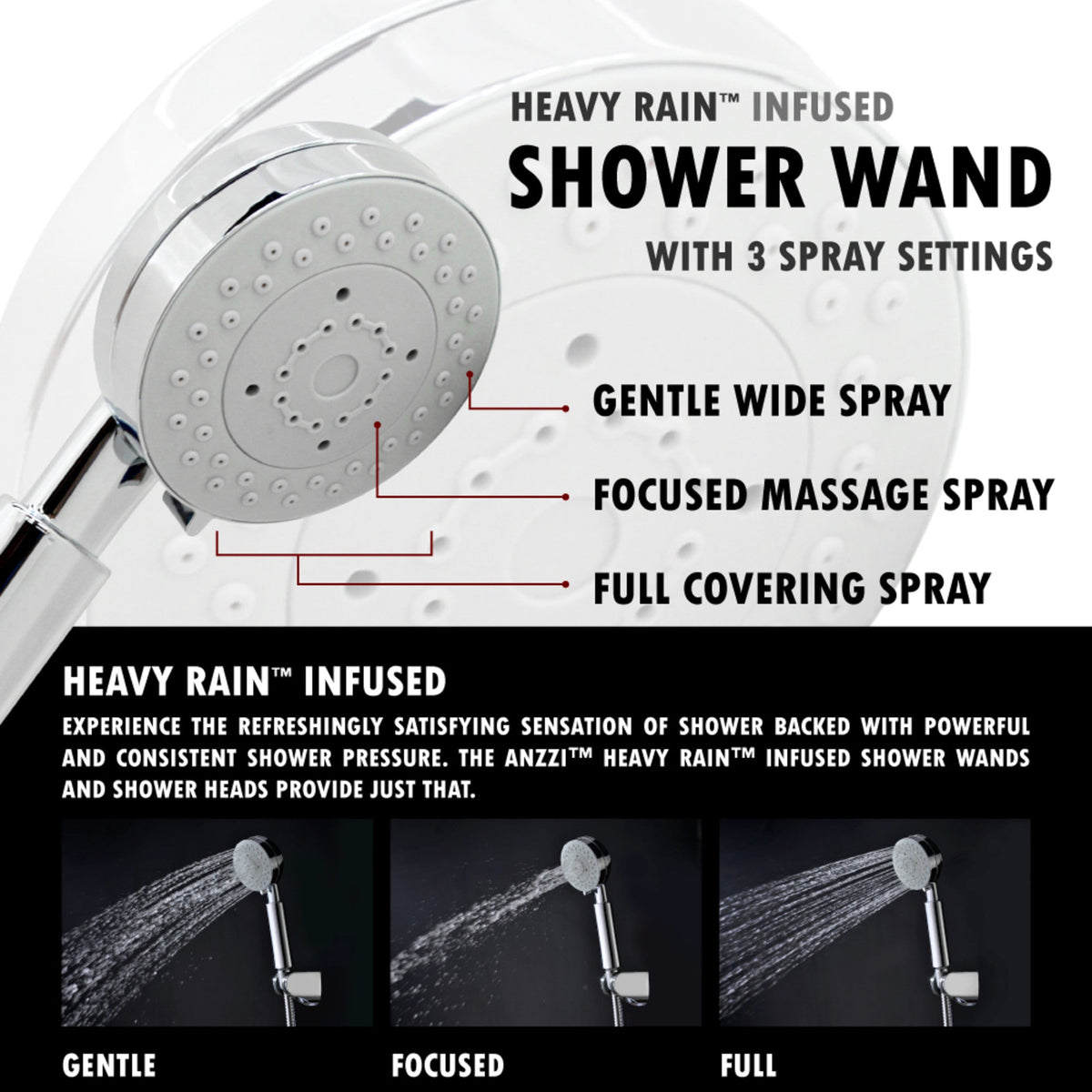 Monsoon 57 in. 4-Jetted Full Body Shower Panel System with Heavy Rain Shower and Spray Wand in Mahogany Style Deco-Glass