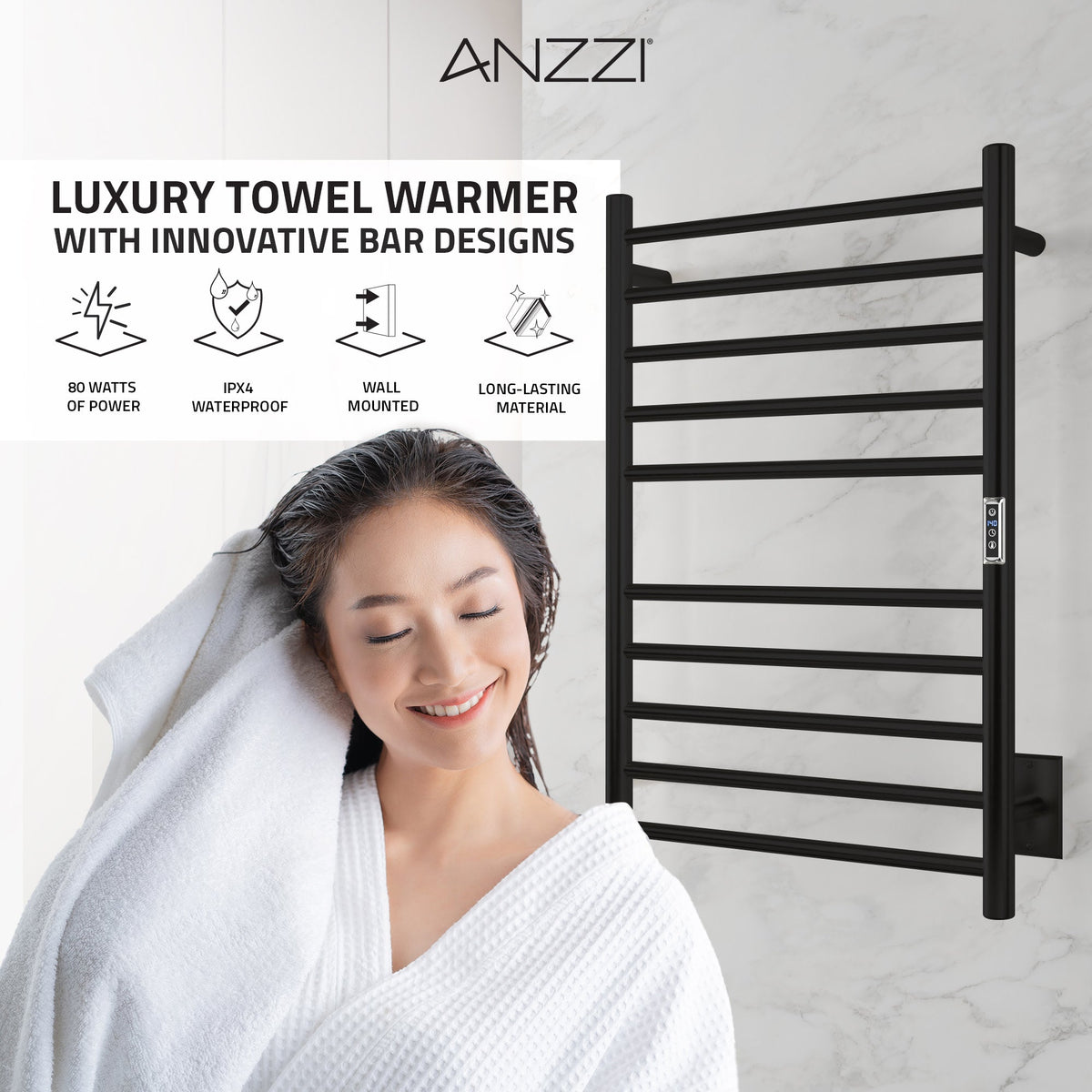 Towel Warmer, Bali Bar Mounted Electric