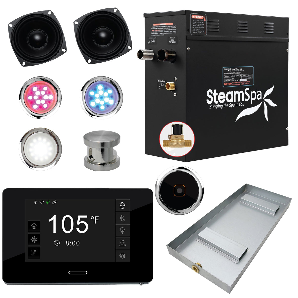 Steam Shower Generator, Full Package, Black