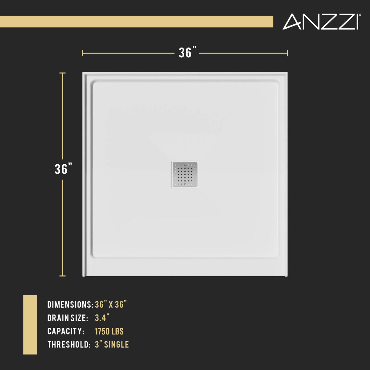 Shower Base, Center Drain, Pan Only 7