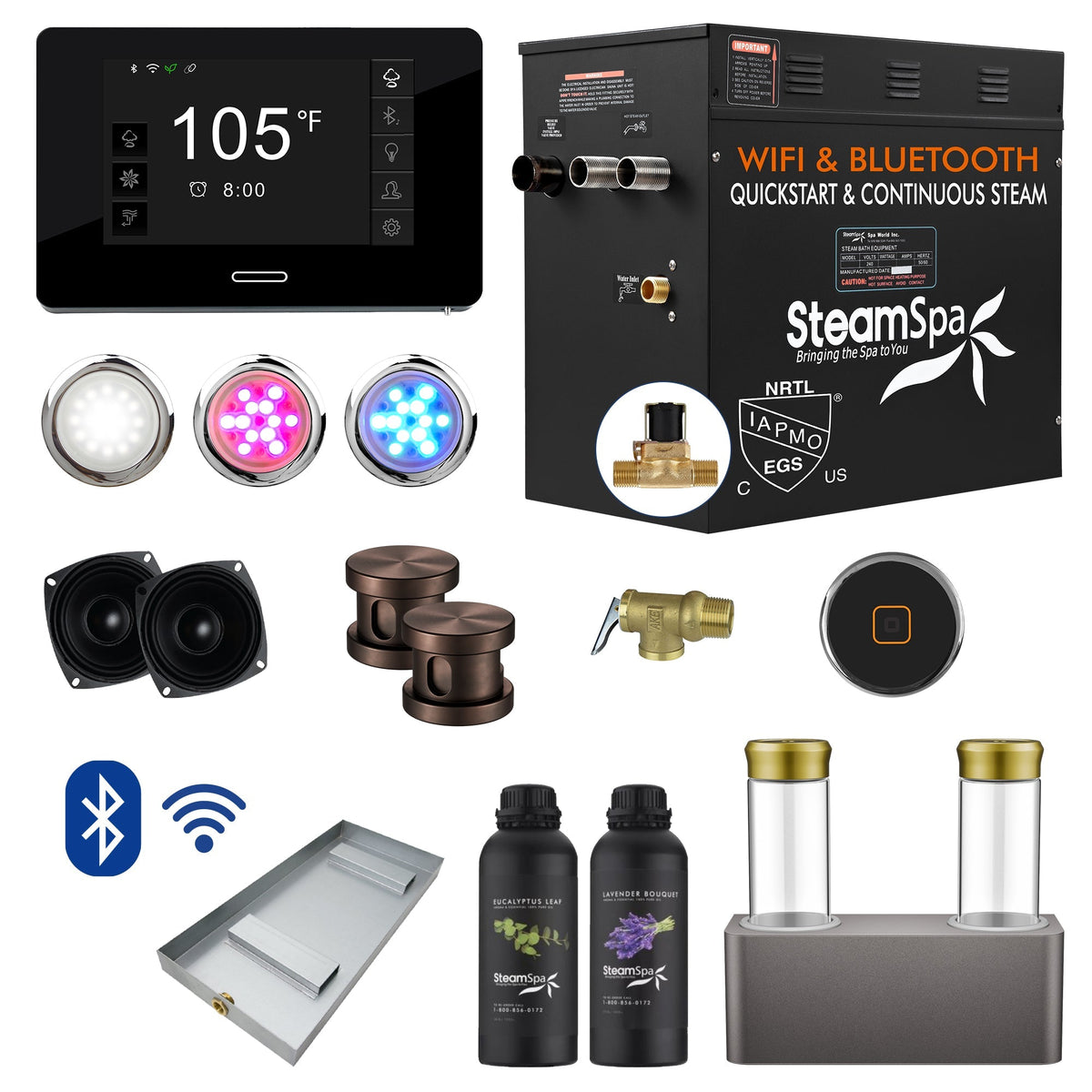 Steam Shower Generator, Full Package, Black Deluxe Series