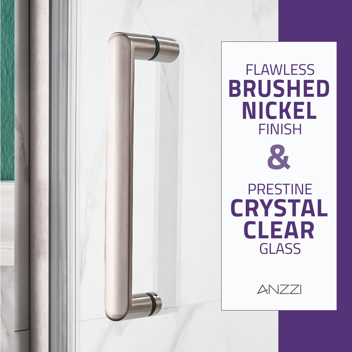 Lancer Series 23 in. x 72 in. H Hinged Frameless Shower Door with Tsunami Guard Tempered Glass