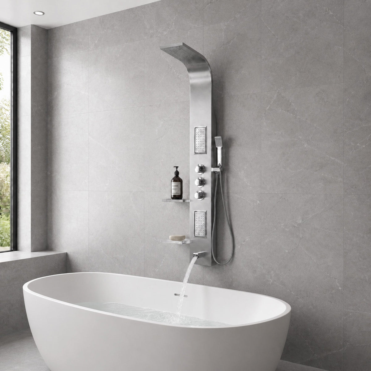 Shower Panel, FIELD Jetted Full Body Brushed Steel