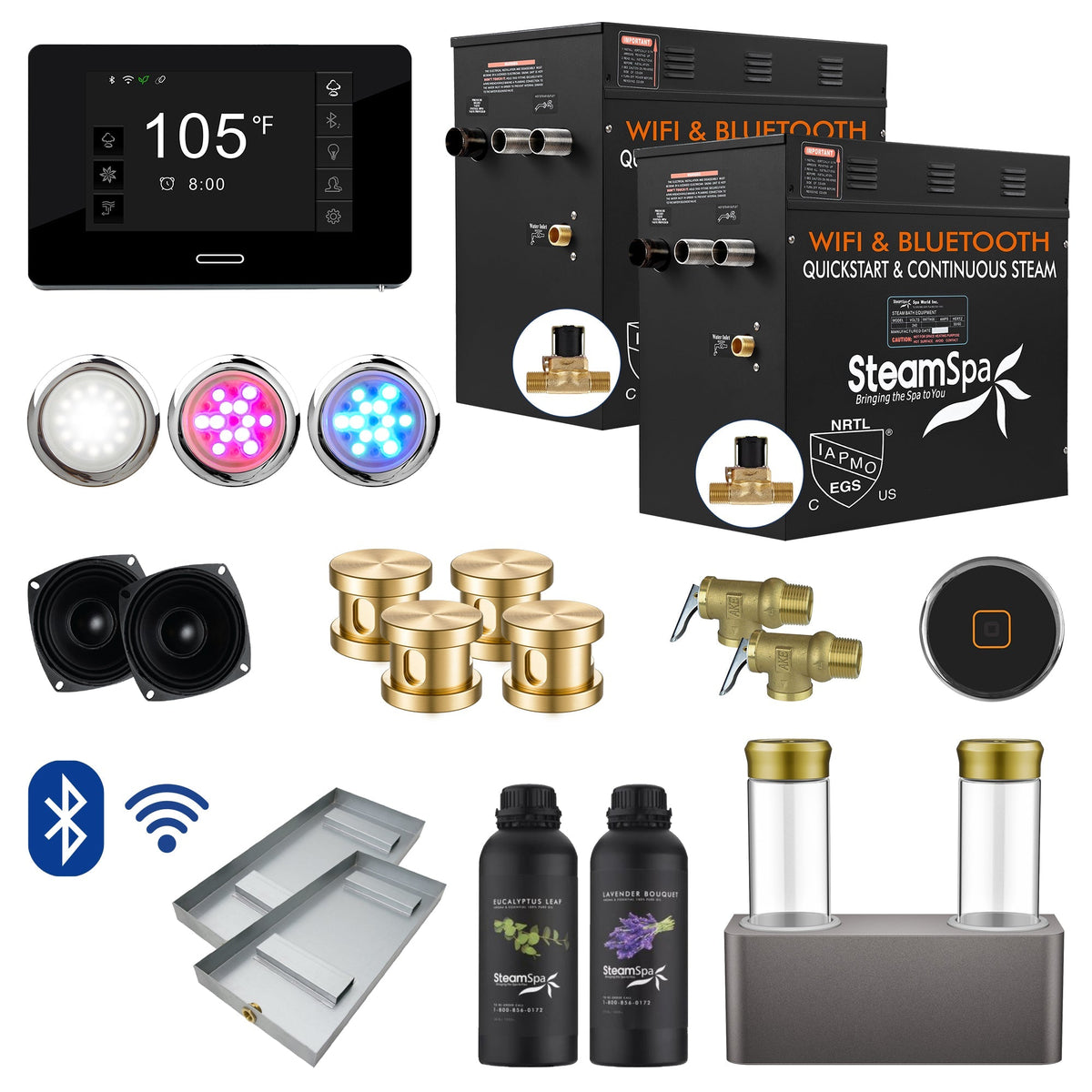 Steam Shower Generator, Full Package, Black Deluxe Series