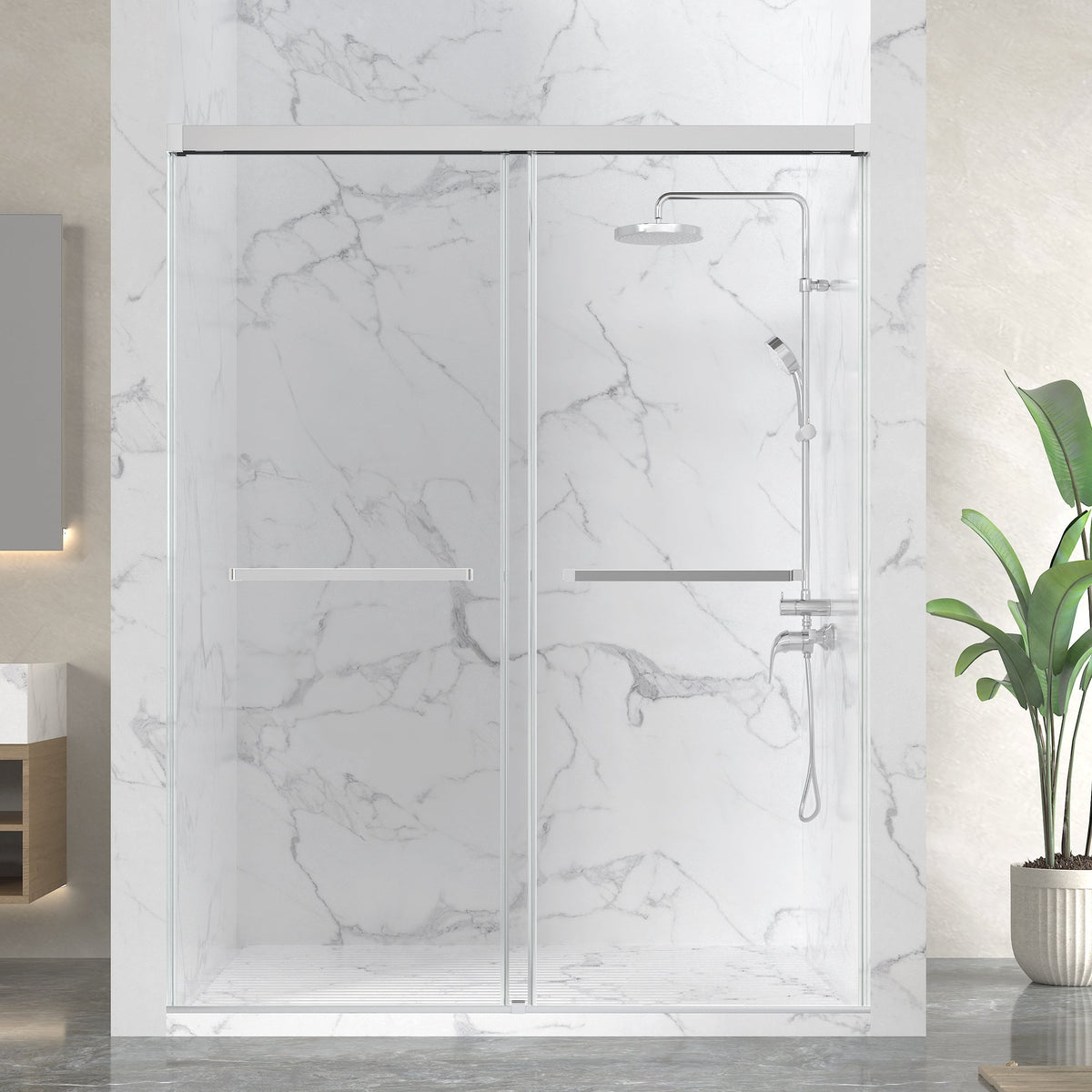 Ward Series 44 to 48 in. x 76 in. Frameless Sliding Shower Door with 3/8" (10mm) Tempered Clear Glass