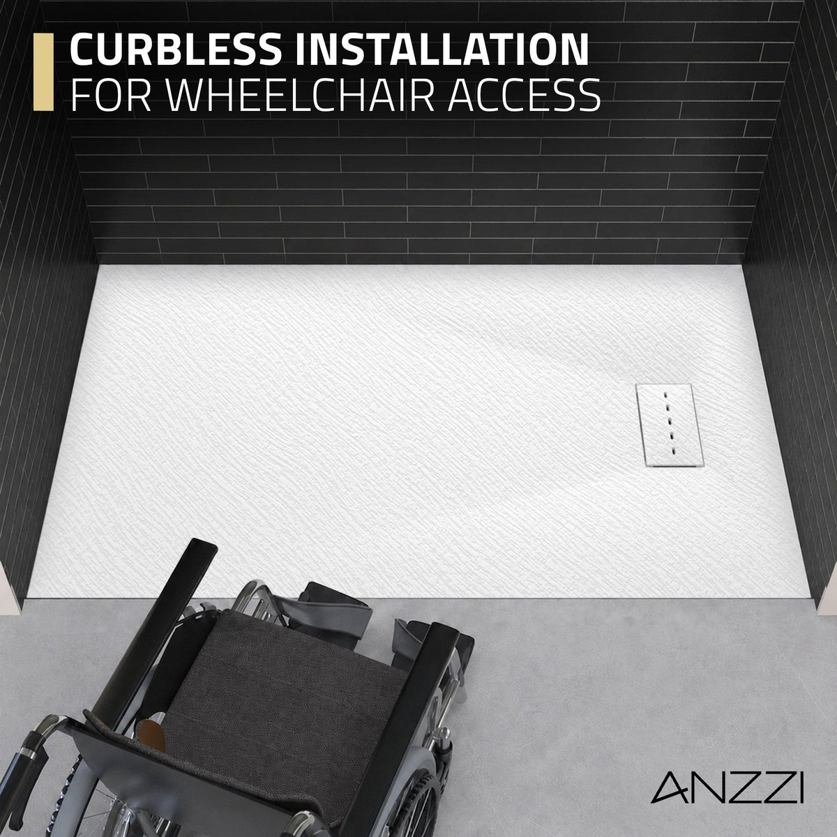 59 x 32 Shower Base, Pan Only, Barrier Free Curbless White