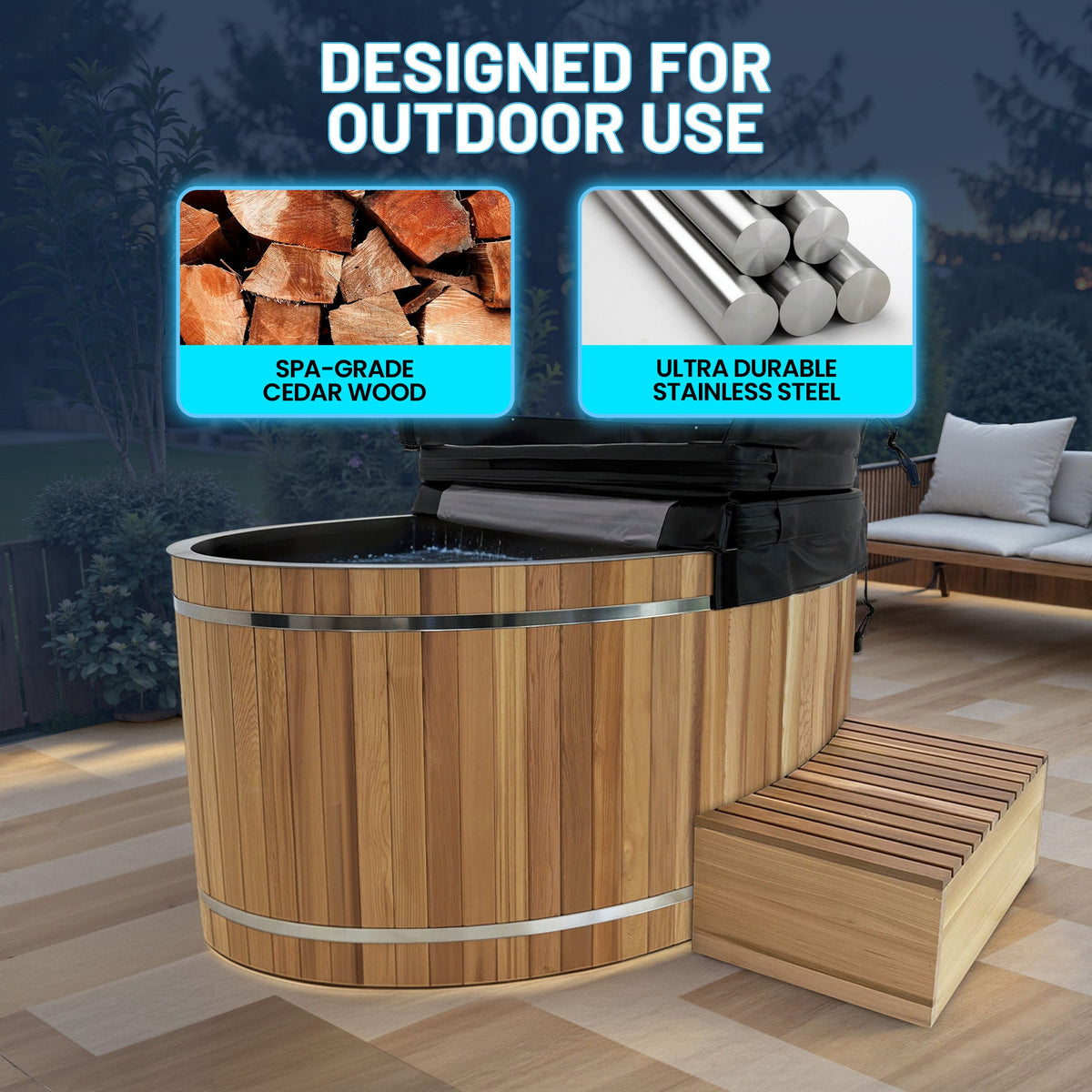 Outdoor Sauna, 4 Person Electric Rock Bathtub