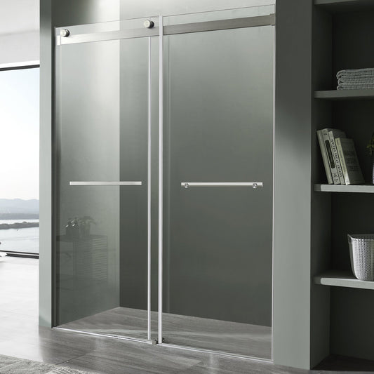 60 x 76 Frameless Shower Door, Kahn Sliding Tsunami Guard