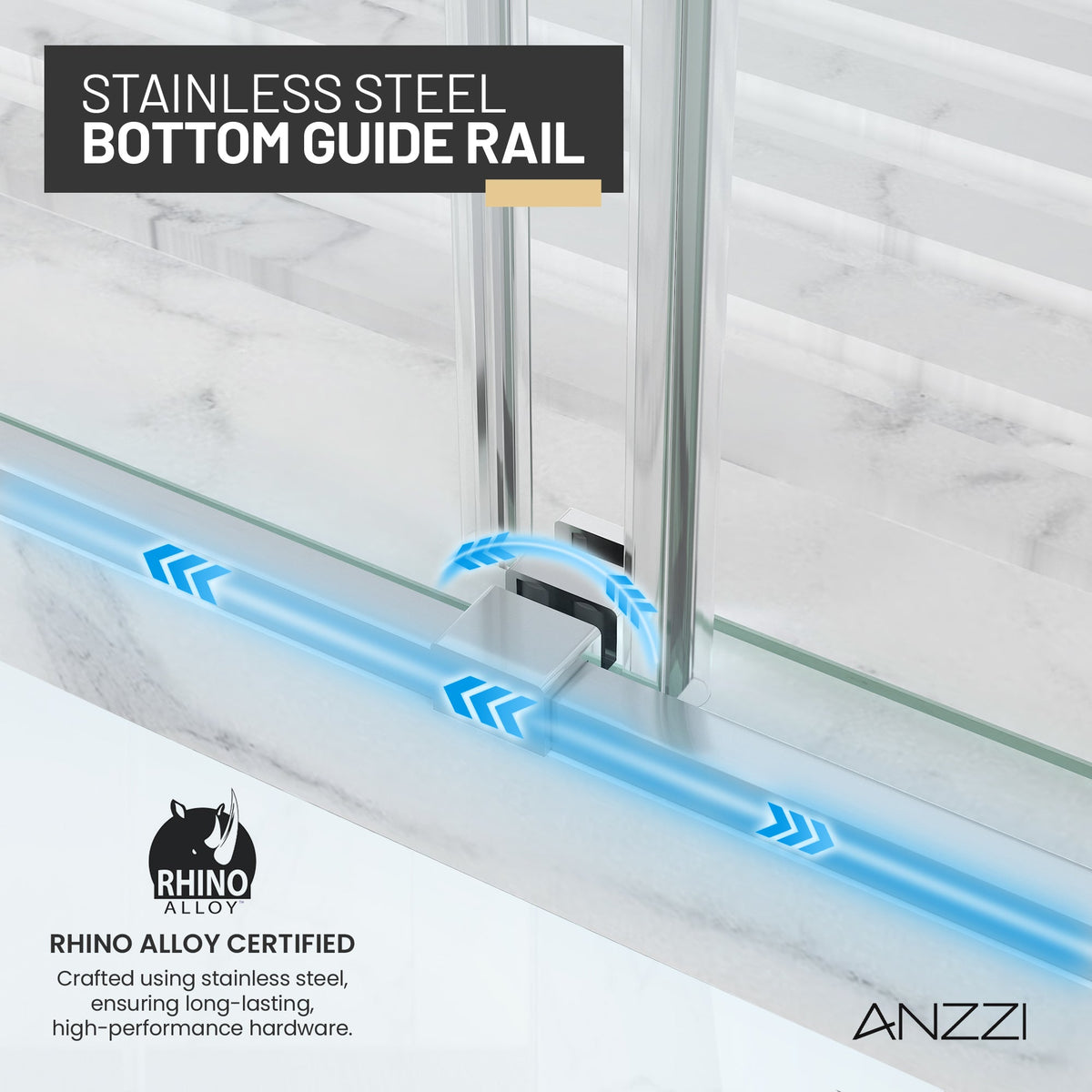 Ward Series 44 to 48 in. x 76 in. Frameless Sliding Shower Door with 3/8" (10mm) Tempered Clear Glass