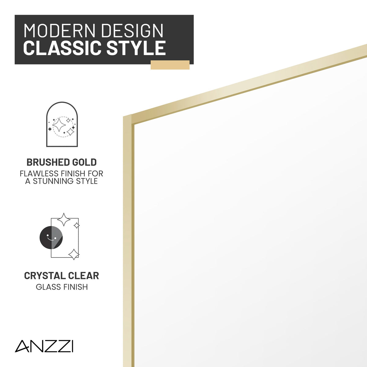 Welle 34 in. x 74 in. Framed Fixed Shower Screen Door with 5/16" (8mm) Tempered Fluted or Clear Glass