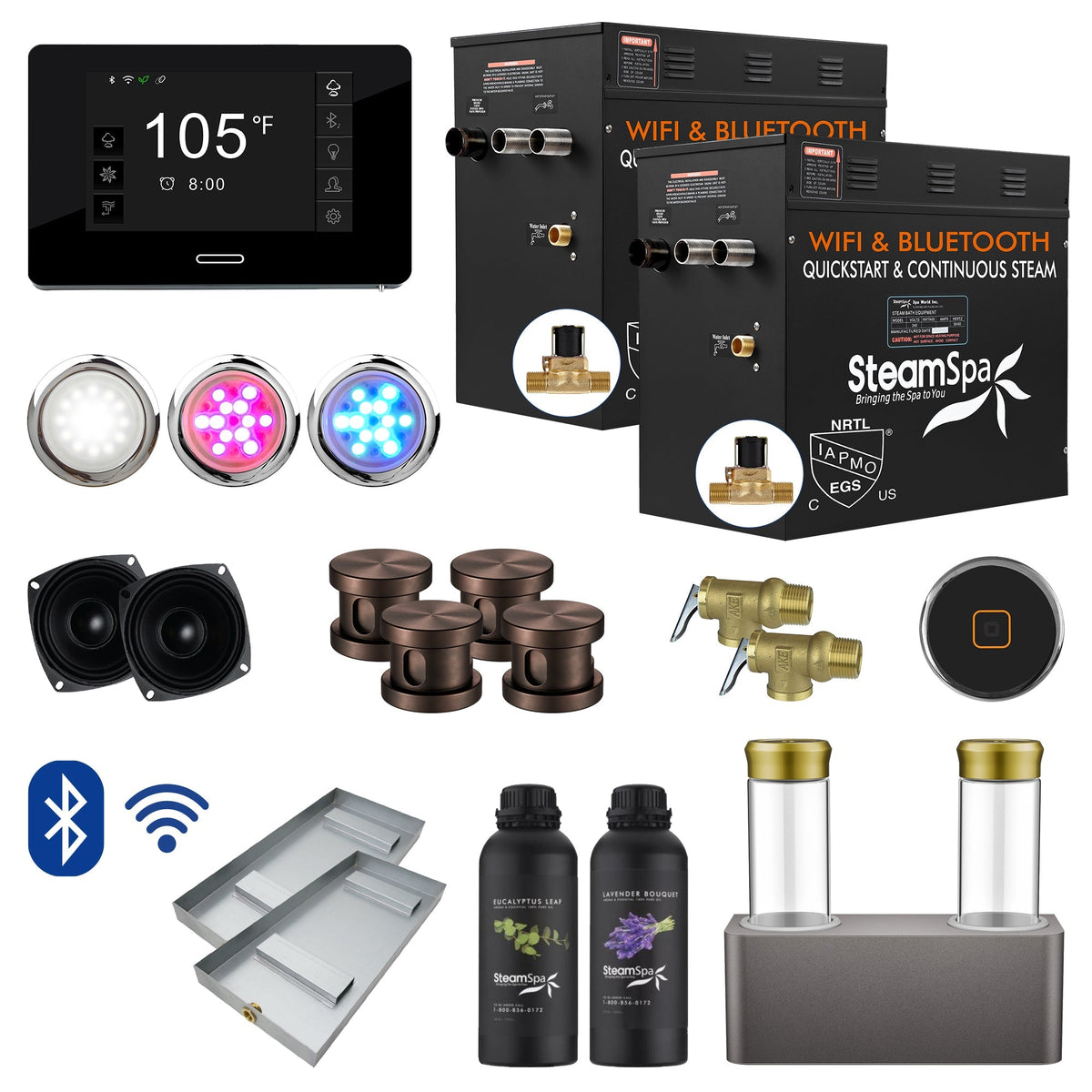 Steam Shower Generator, Full Package, Black Deluxe