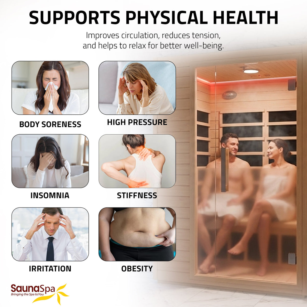 Infrared Sauna, 2 Person Cabin Canadian Glass Door