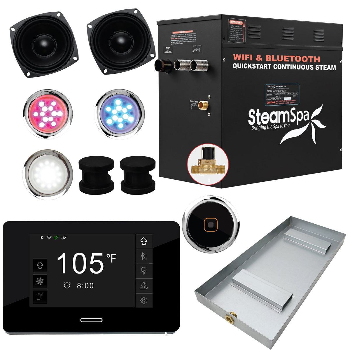 Steam Shower Generator, Full Package, Black Series