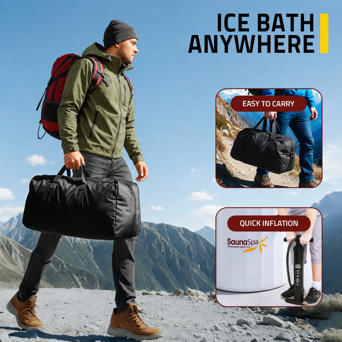 Cold Plunge Tub, Arctic Fox Person Inflatable Kit Gray