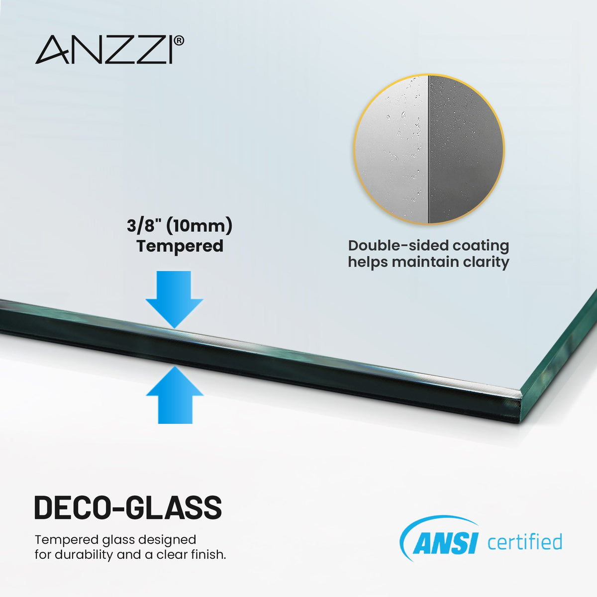 Mountain 60 in x 76 in. Reversible Frameless Sliding Deco-Glass Shower Door with Soft-Close System - Multiple Finishes