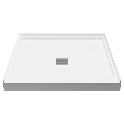 Alexander 36 in. L x 36 in. W Alcove Shower Pan Base with Center Drain in Glossy White Marine Acrylic
