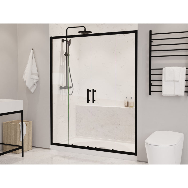 Romance Series 59 to 60 in. x 70 in. Sliding Framed Shower Door with Tsunami Guard Tempered Clear Glass